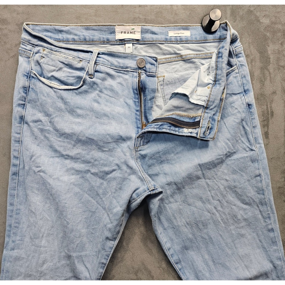 FRAME Le High Flare Light Wash Blue High Rise Denim Jeans Size 32 (34)